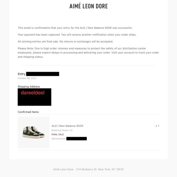 AIME LEON DORE X NEW BALANCE 650R BOTANICAL GREEN sz 12 - Picture 9 of 9